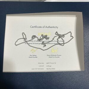 Mene platinum 18” chain necklace weighs 4.33 grams comes with COA